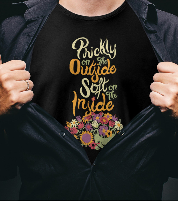 Prickly On The Outside Soft On The Inside Floral Hedgehog T-Shirt