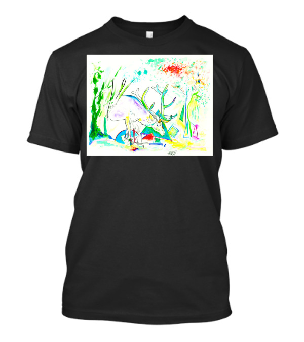 This Is Why I Am Vegetarian Abstract Colorful Deer T-Shirt