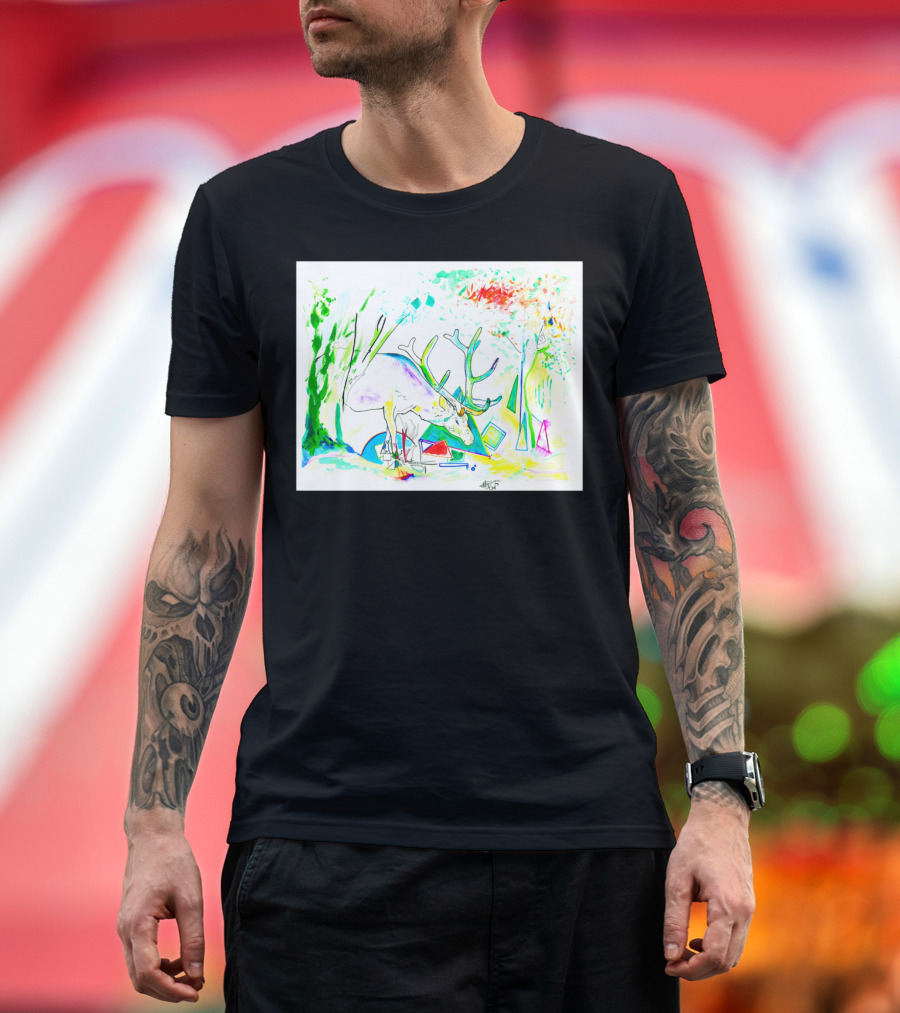 This Is Why I Am Vegetarian Abstract Colorful Deer T-Shirt