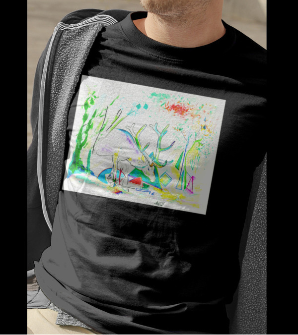 This Is Why I Am Vegetarian Abstract Colorful Deer T-Shirt
