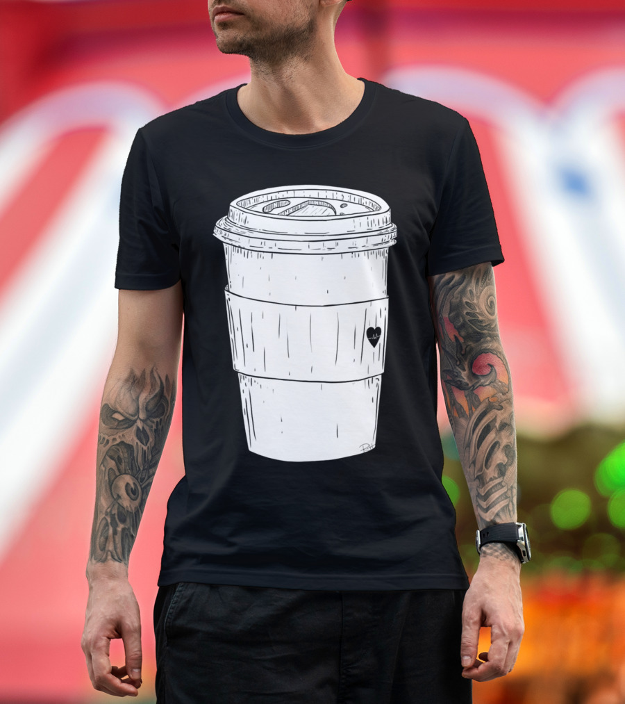 Coffee In My Veins Love Heart Cup T-Shirt