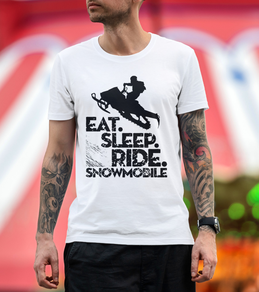 Eat Sleep Ride Snowmobile Silhouette Adventure T-Shirt