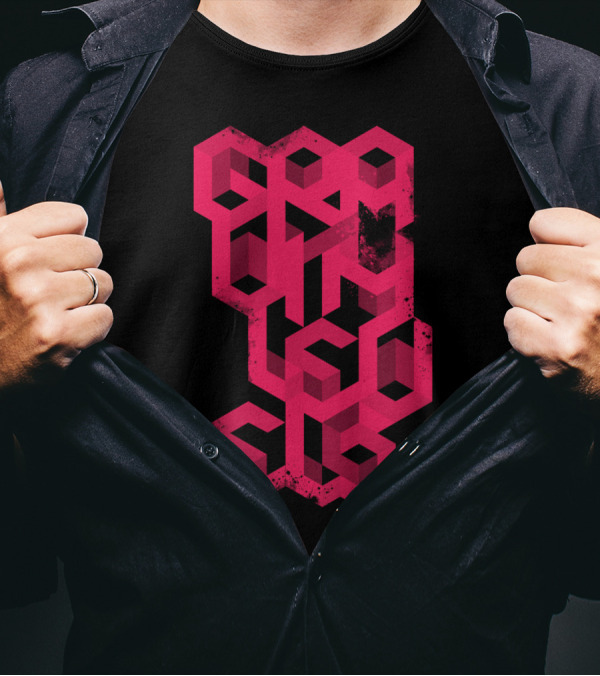 Crazy Gravity Levels In Pink Geometric Maze T-Shirt