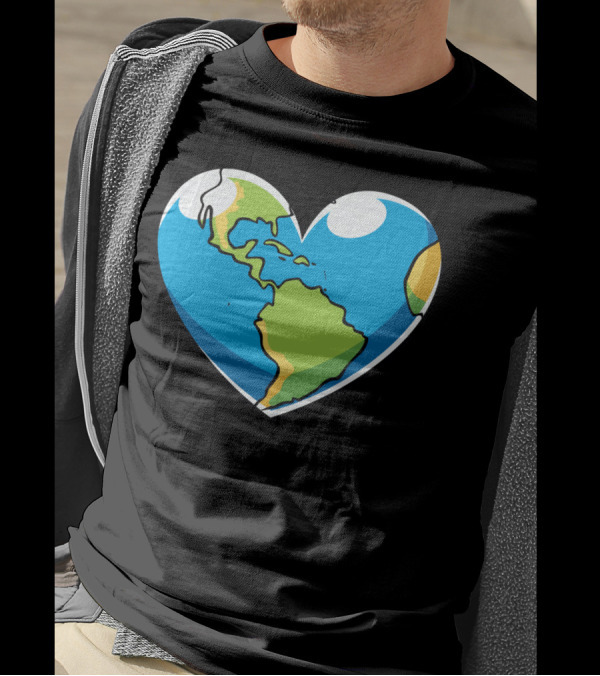 Ecology Concepts Earth Heart Map T-Shirt