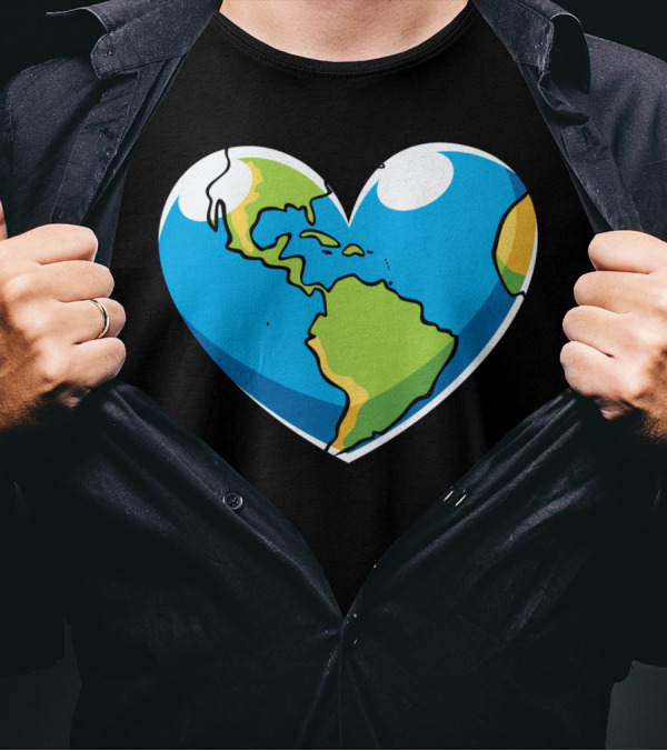 Ecology Concepts Earth Heart Map T-Shirt
