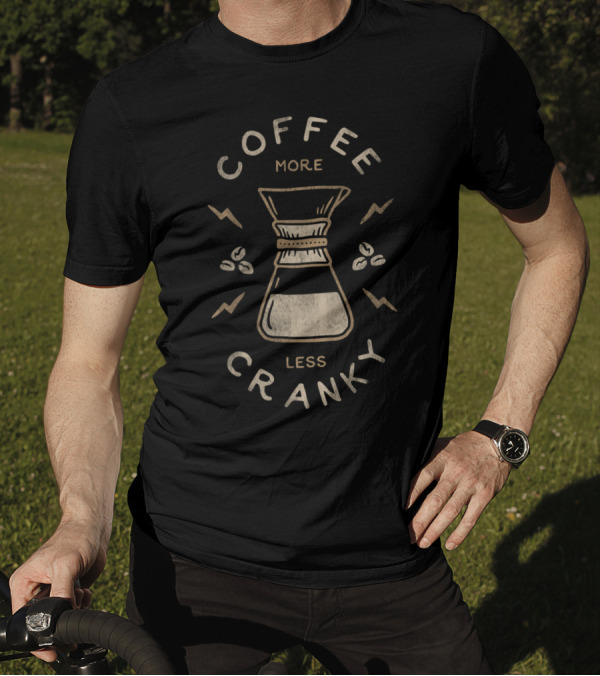Coffee More Less Cranky Chemex With Beans And Lightning Bolts T-Shirt