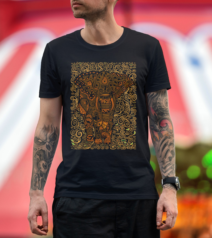 Aztec Elephant Floral Swirls T-Shirt