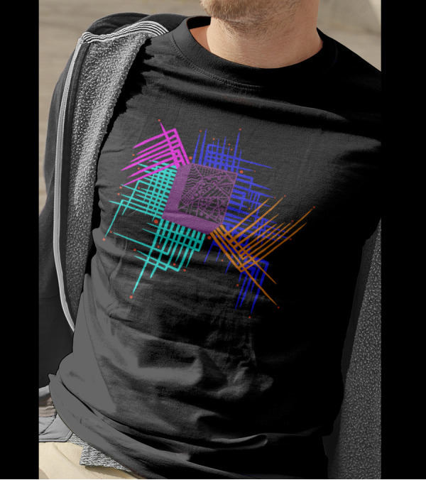 Thought Explosion Geometric Circuitry Burst T-Shirt