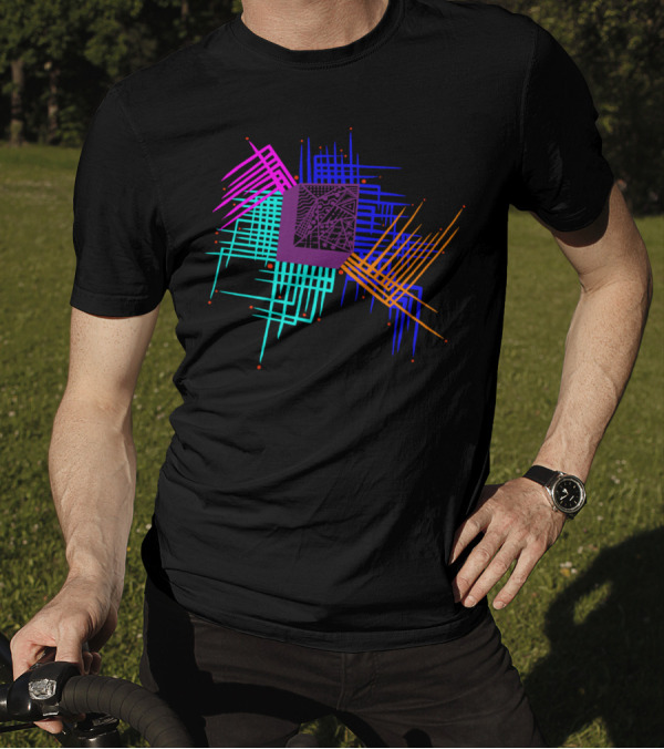 Thought Explosion Geometric Circuitry Burst T-Shirt
