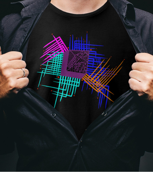 Thought Explosion Geometric Circuitry Burst T-Shirt