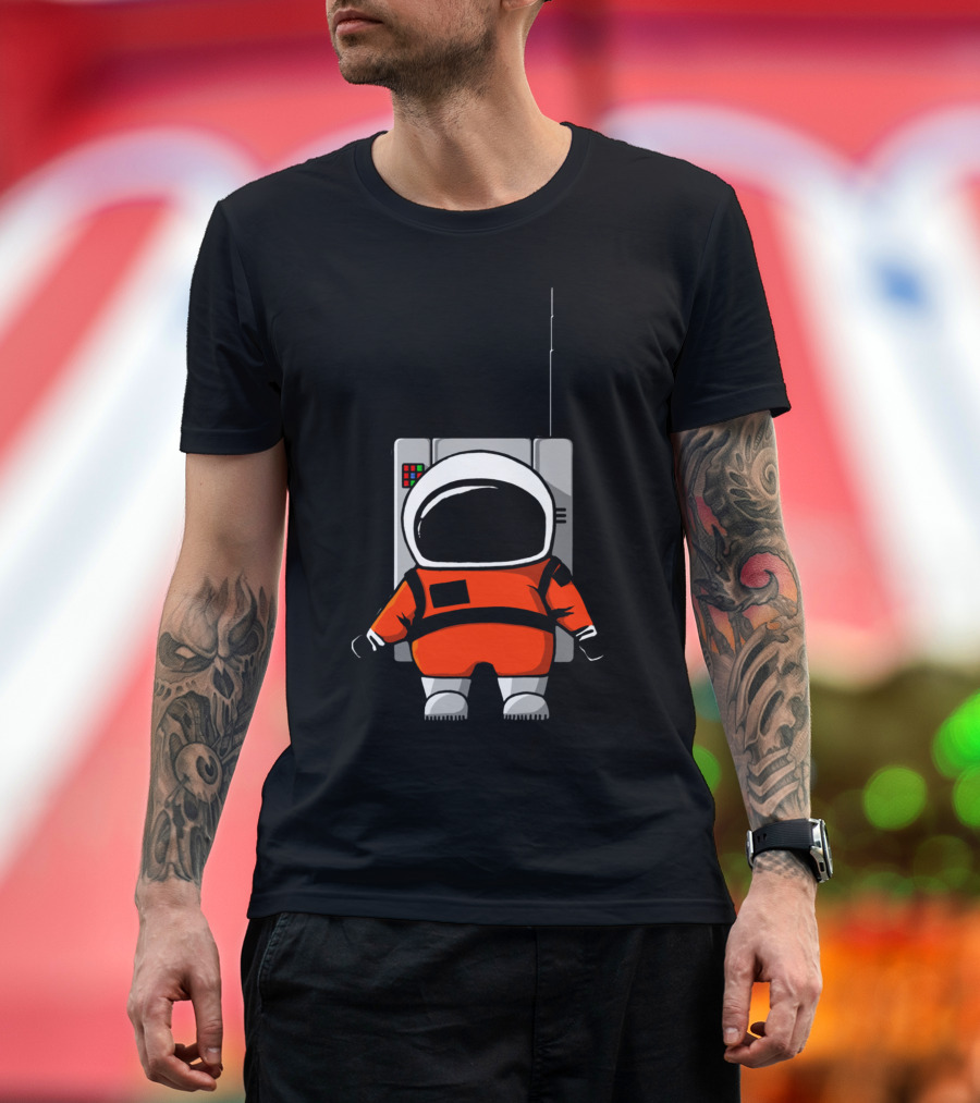 Moon Man Space Explorer with Retro Tech Backpack T-Shirt