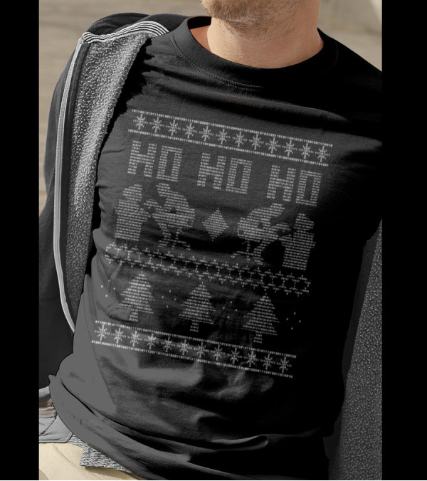 Ho Ho Ho Binary Christmas UglyDesi Santa T-Shirt