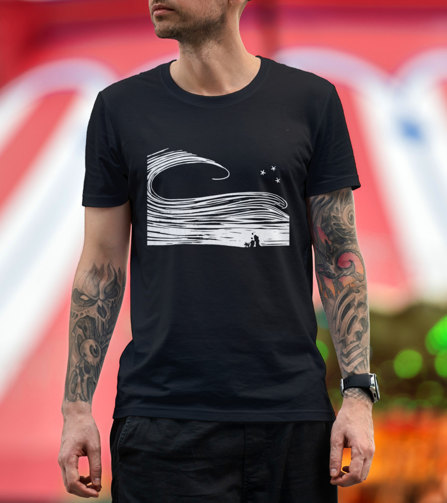 Moonlight Stroll Starry Night Waves T-Shirt