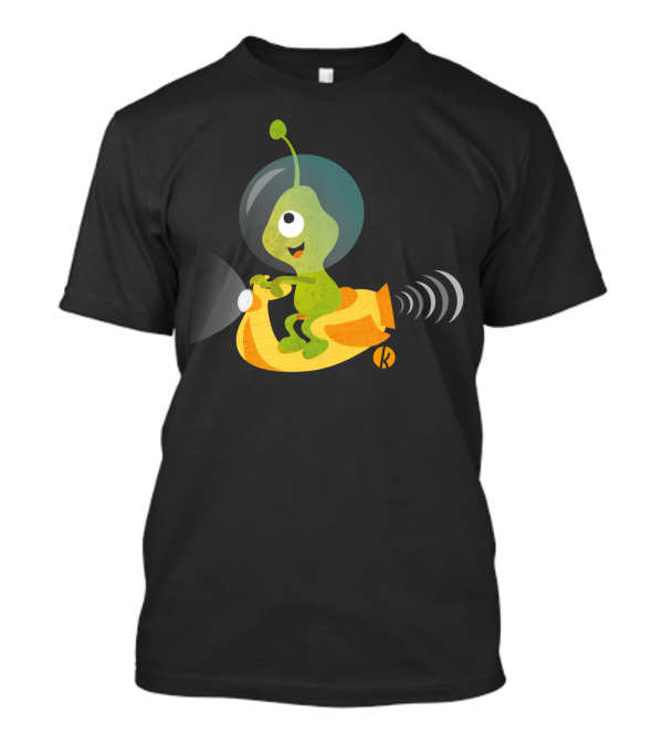 Alien Riding Spaceship Vespa With Smiling Face T-Shirt