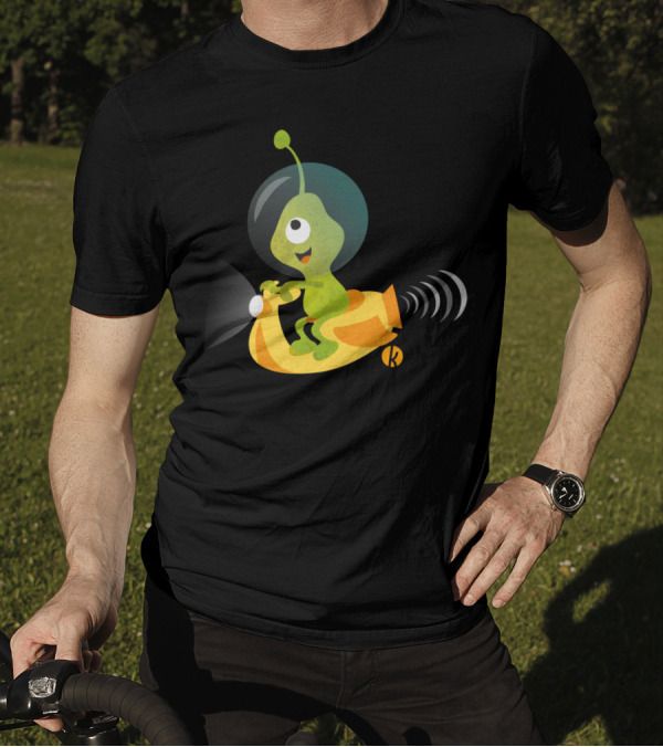 Alien Riding Spaceship Vespa With Smiling Face T-Shirt