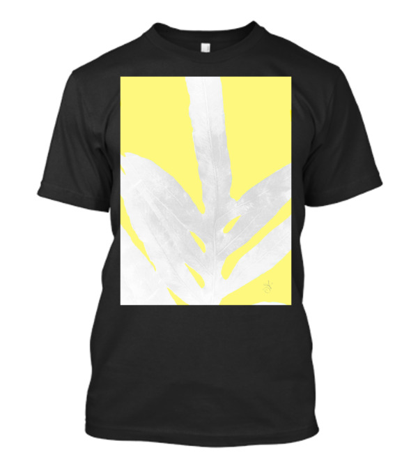 Green Fern On Lemon Yellow Background Leafy Contrast T-Shirt