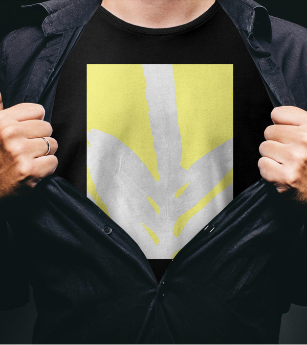 Green Fern On Lemon Yellow Background Leafy Contrast T-Shirt