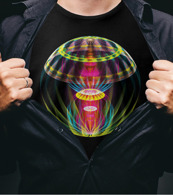 Alien Sphere Neon Fractal Fantasy T-Shirt