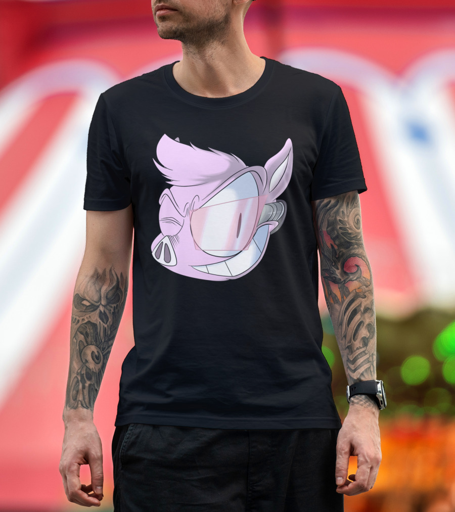 BionicPIG Futuristic Cybernetic Cartoon Character T-Shirt