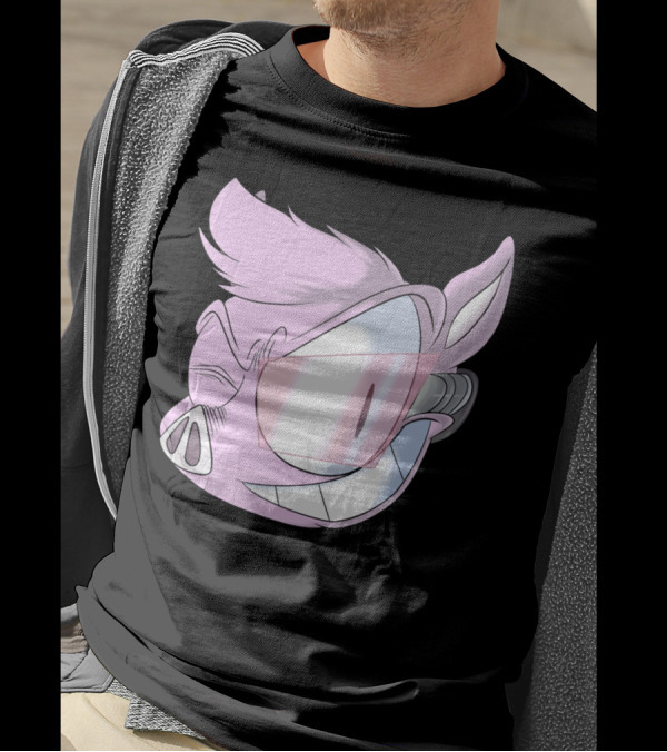 BionicPIG Futuristic Cybernetic Cartoon Character T-Shirt