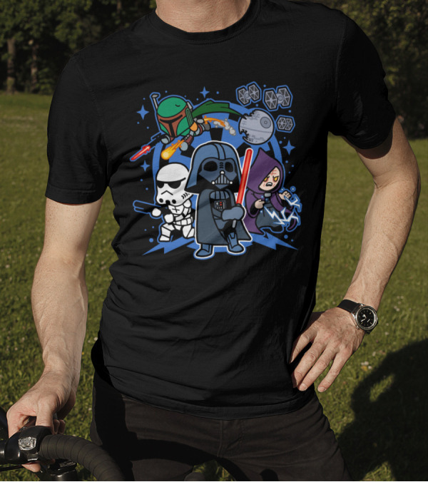 Darth Vader And Friends Boba Fett Stormtrooper Death Star TIE Fighters Emperor Palpatine T-Shirt