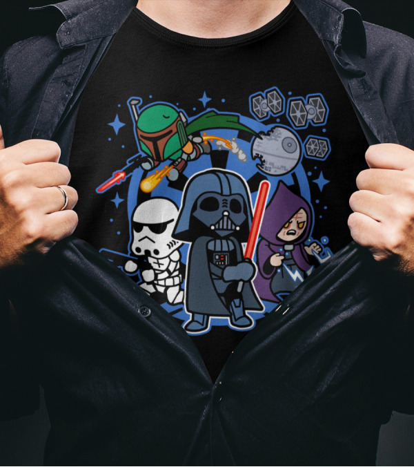 Darth Vader And Friends Boba Fett Stormtrooper Death Star TIE Fighters Emperor Palpatine T-Shirt