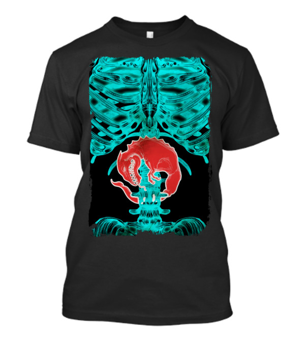 Alien Xray Ribcage With Red Creature Inside T-Shirt