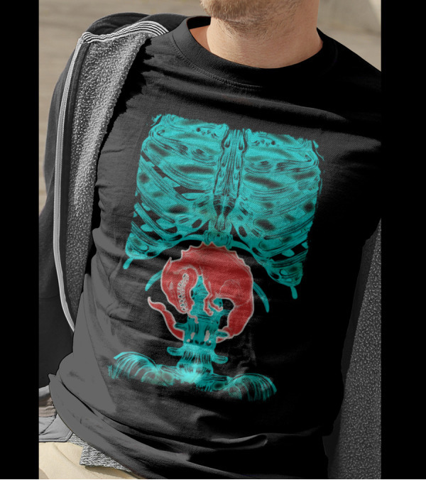 Alien Xray Ribcage With Red Creature Inside T-Shirt