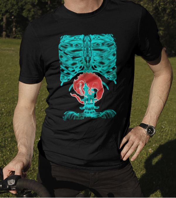 Alien Xray Ribcage With Red Creature Inside T-Shirt
