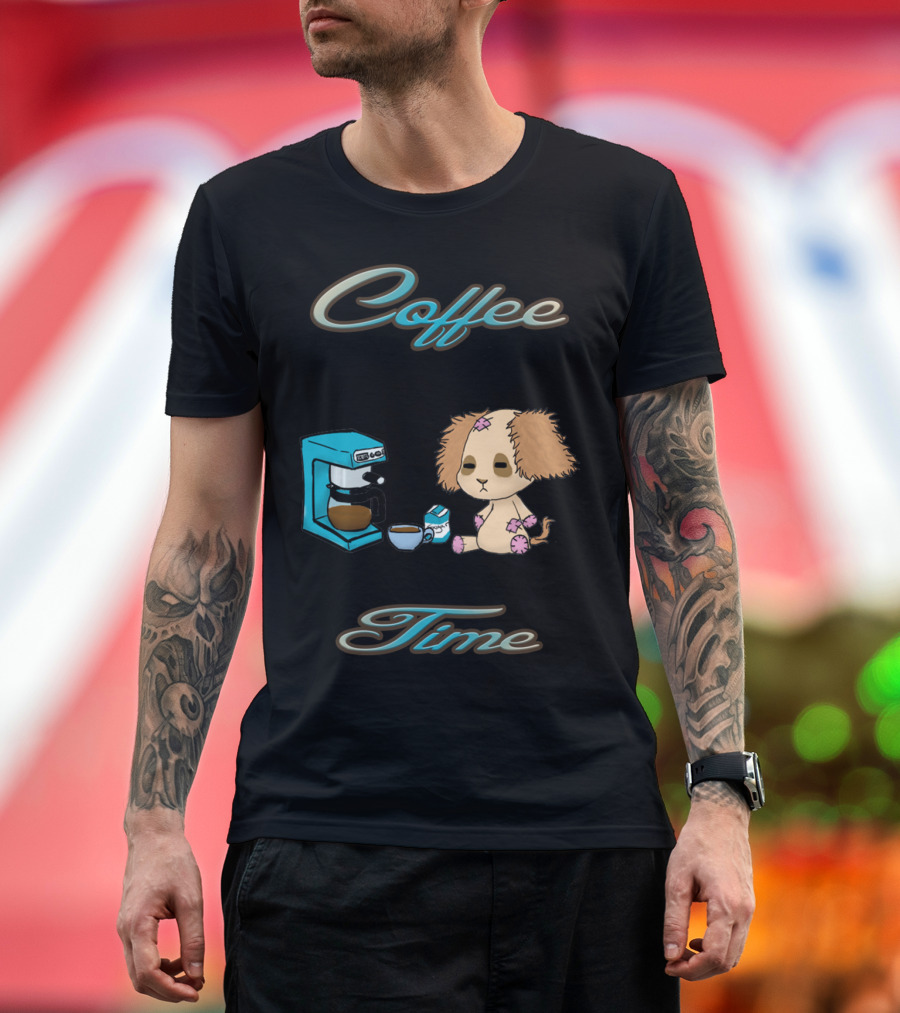 Coffee Time With Boof Boof Puppy and Coffee Maker T-Shirt