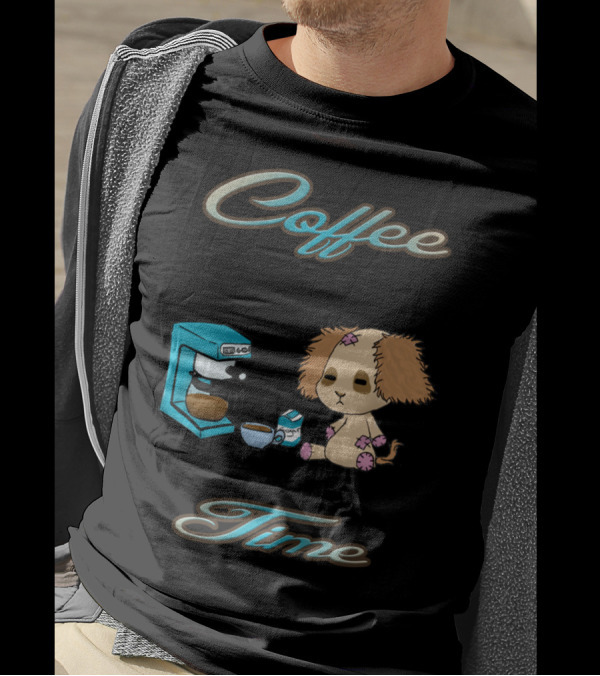 Coffee Time With Boof Boof Puppy And Coffee Maker T-Shirt