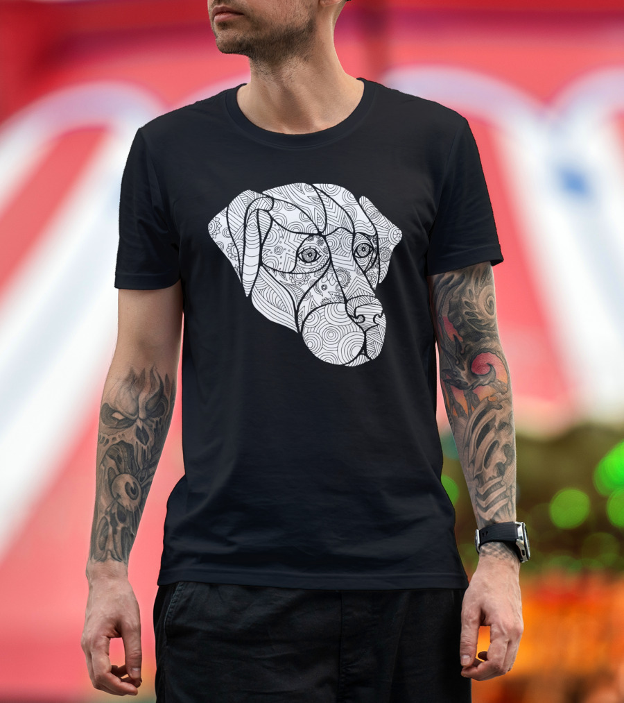 Labrador Retriever Mandala Detailed Patterned Dog Head T-Shirt
