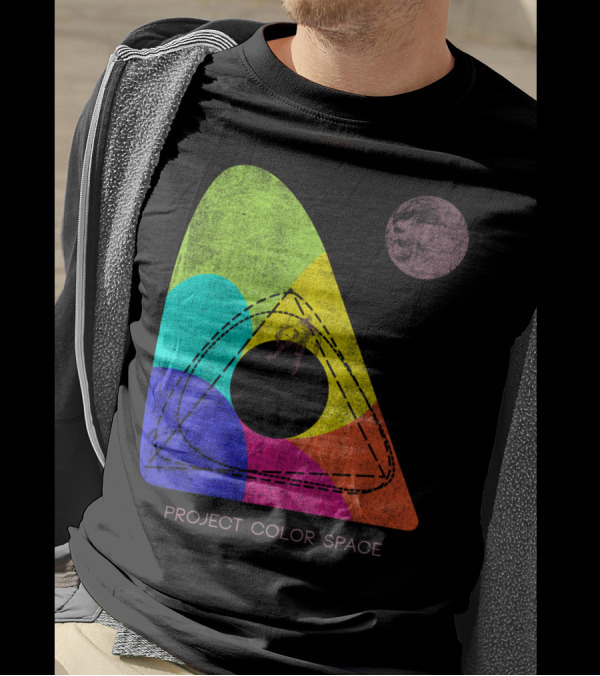 Project Color Space Geometric Spectrum With Planet Motif T-Shirt