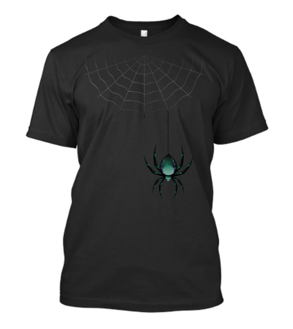 Green Arachnid Dangling From Web T-Shirt