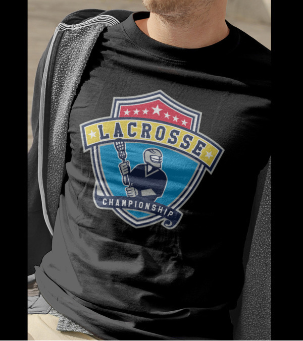 Lacrosse Championship Ribbon Shield Player T-Shirt