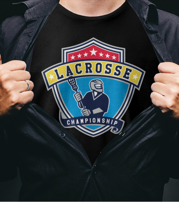 Lacrosse Championship Ribbon Shield Player T-Shirt