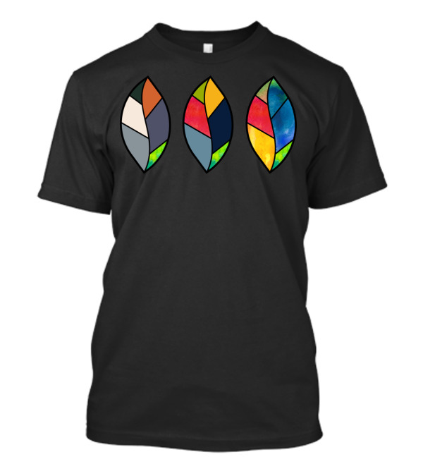 3 Faces Of The Fall Stained Glass Multicolor Leaf T-Shirt