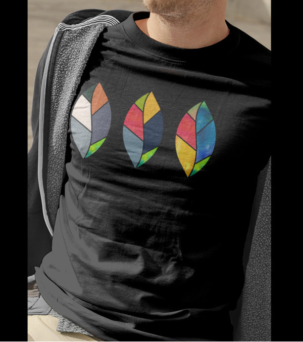 3 Faces Of The Fall Stained Glass Multicolor Leaf T-Shirt