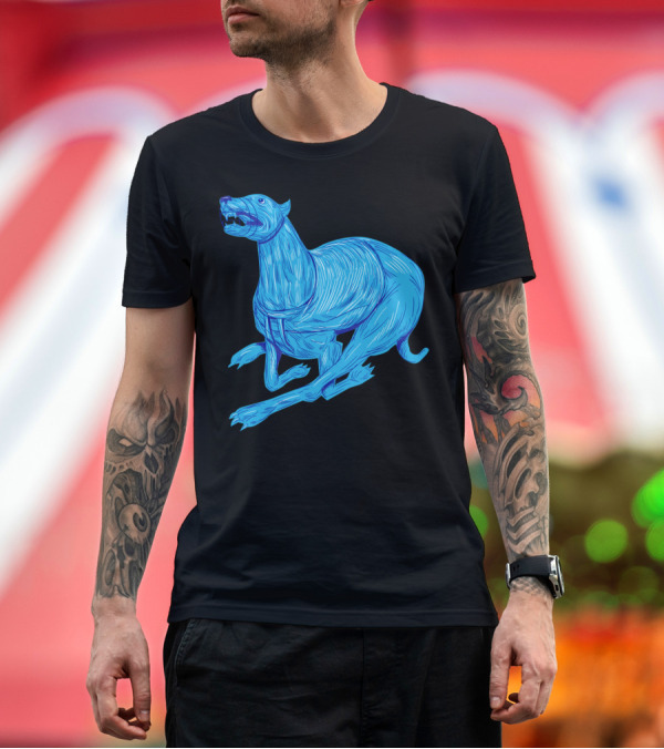 Premium T-Shirt: Greyhound Racing Blue Dynamic Drawing T-Shirt Greyhound Racing Blue Dynamic Drawing T-Shirt