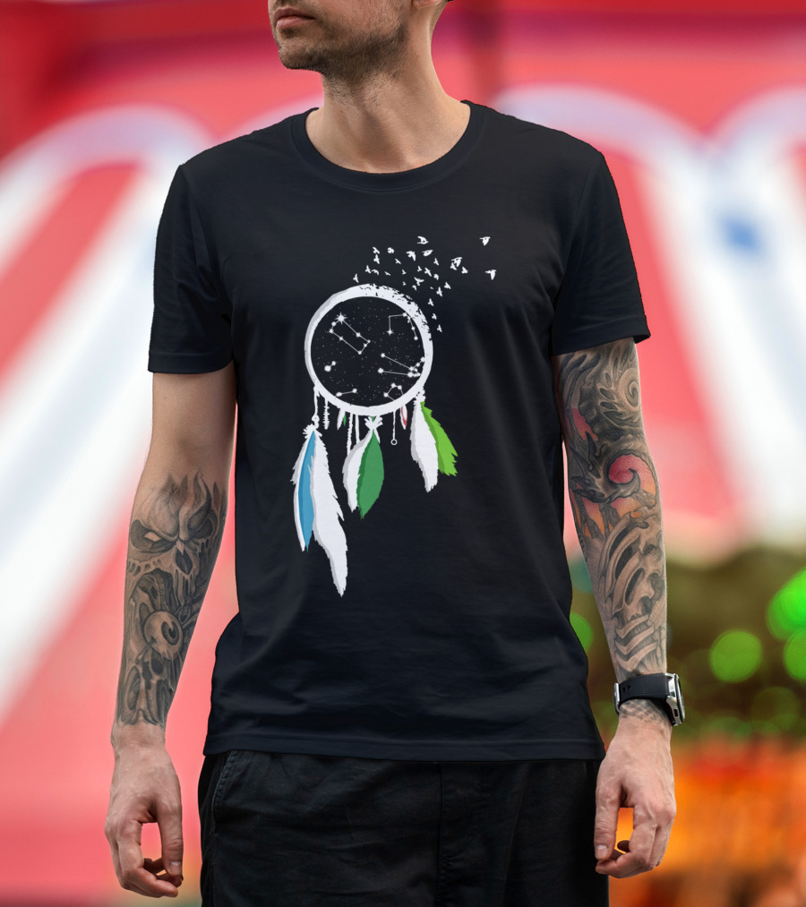 Birds Of A Feather Dreamcatcher Constellation Feathers T-Shirt