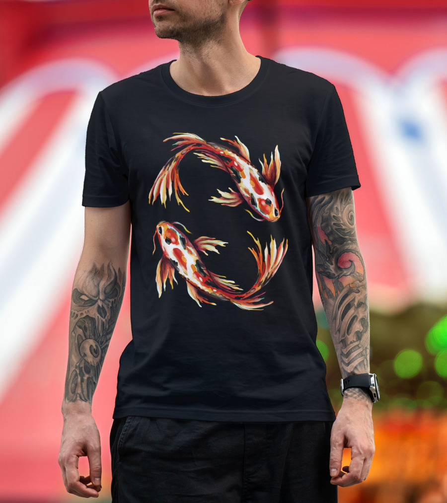 Fish Yin Yang Koi Carp Wave T-Shirt
