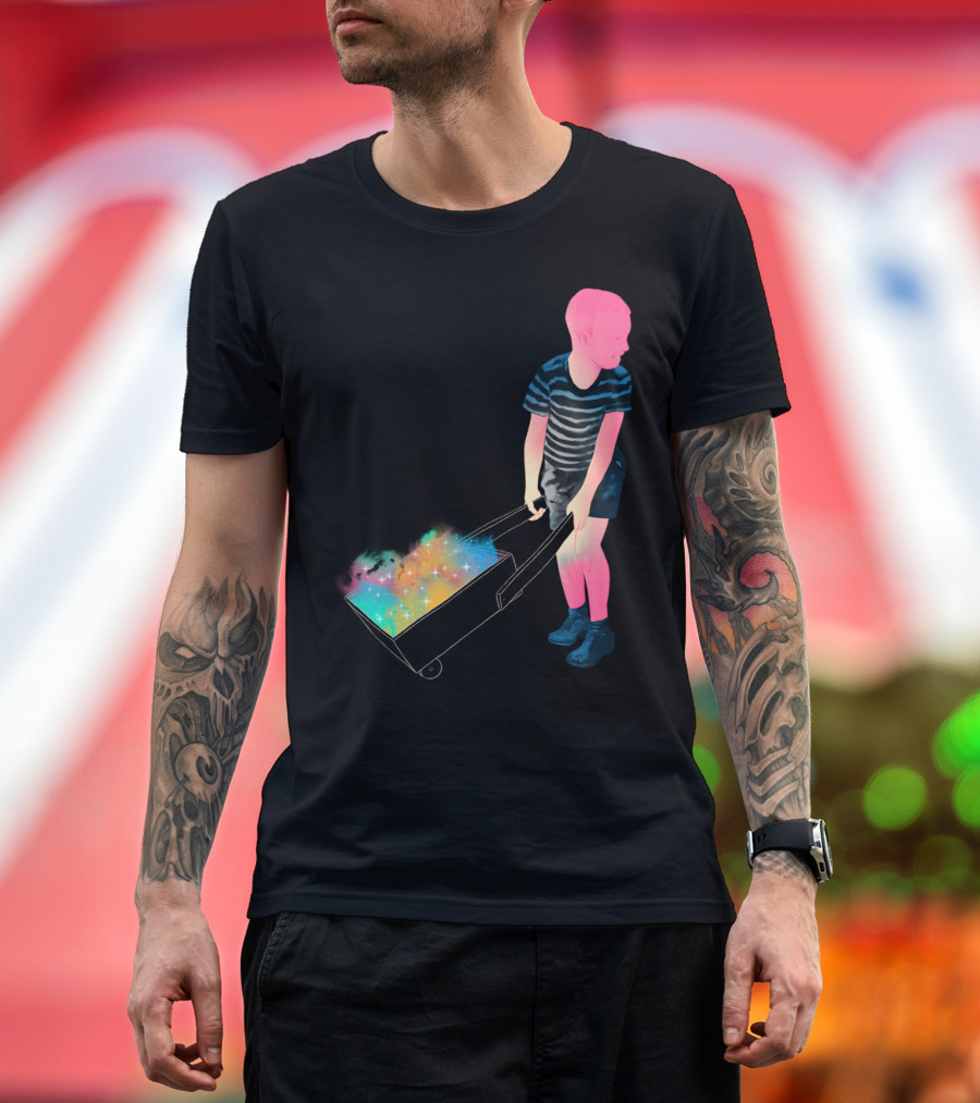 Collecting Wishes Colorful Stardust in Wheelbarrow T-Shirt