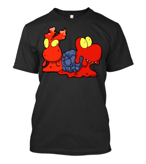 Lava Snails Fiery Cartoon Characters With Rock Shells T-Shirt