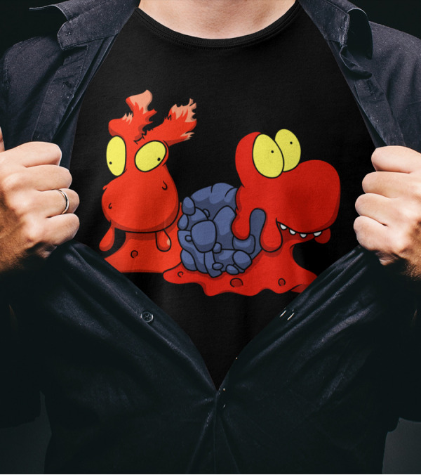Lava Snails Fiery Cartoon Characters With Rock Shells T-Shirt