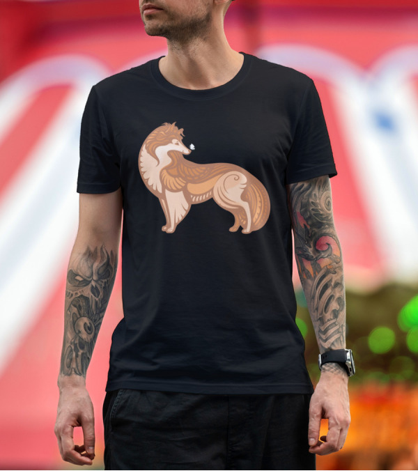 Premium T-Shirt: Collie And Butterfly Companions Stylize T-Shirt Collie And Butterfly Companions Stylize T-Shirt