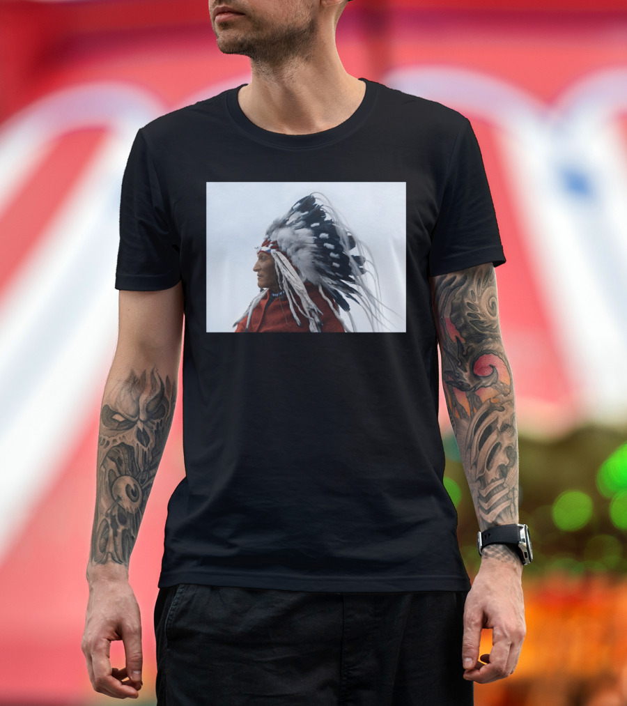 Lazy Boy Blackfoot Indian Chief Vintage Feather Headdress T-Shirt