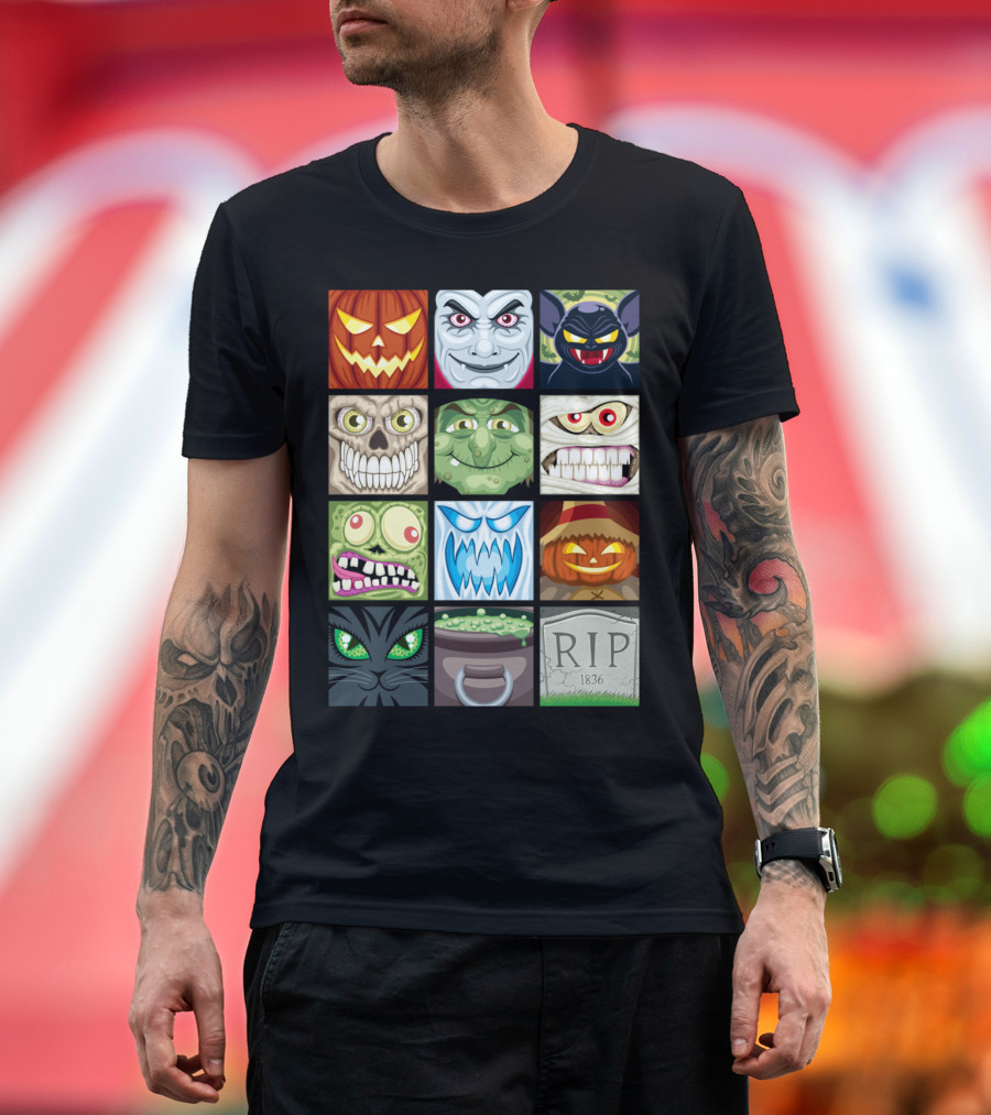 Halloween Avatars Jack-O'-Lantern Skull Zombie Griffin Pumpkin Cat RIP 1836 T-Shirt