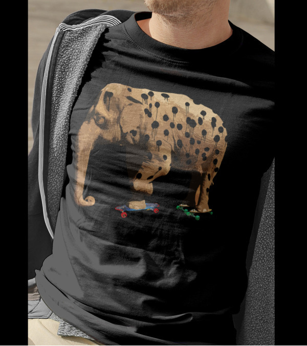 Eletah The Elephant Who Wanted To Be On Skateboards With Tree Spots T-Shirt