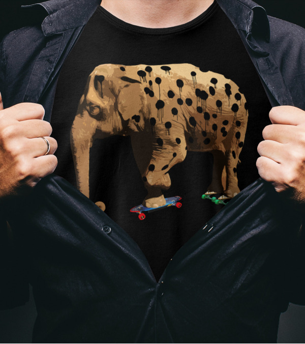 Eletah The Elephant Who Wanted To Be On Skateboards With Tree Spots T-Shirt