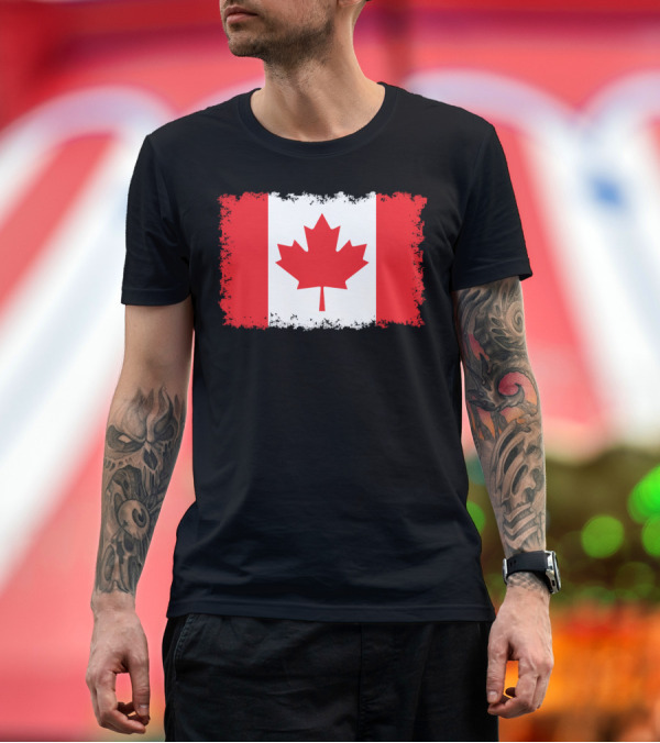 Premium T-Shirt: Grunge Distressed Flag Of Canada Maple Leaf T-Shirt Grunge Distressed Flag Of Canada Maple Leaf T-Shirt